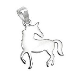 Hängsmycke Flat Unicorn Polished Silver 925