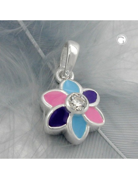 Hängsmycke Flower Multicolor Silver 925