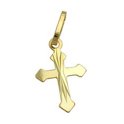 pendant cross with diamond cut 9k gold