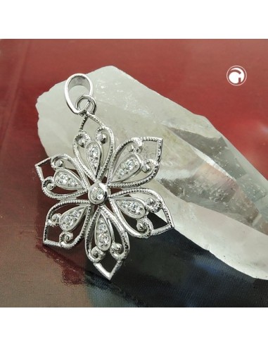 Hängsmycke Flower Rhodium Plated Silver 925