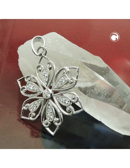 Hängsmycke Flower Rhodium Plated Silver 925