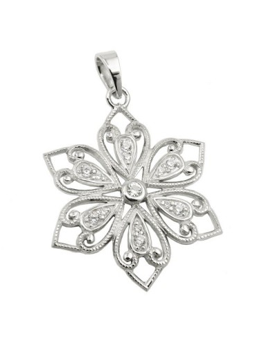 Hängsmycke Flower Rhodium Plated Silver 925