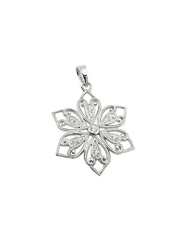 Hängsmycke Flower Rhodium Plated Silver 925