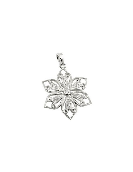 Hängsmycke Flower Rhodium Plated Silver 925