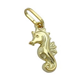 pendant 14x7mm seahorse shiny 9k gold