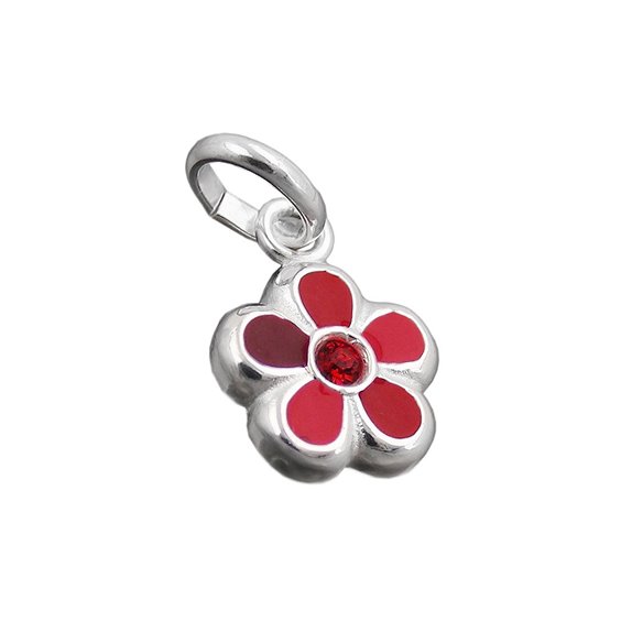 Hängsmycke For Children Red Flower Silver 925