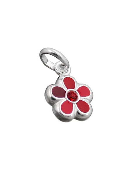 Hängsmycke For Children Red Flower Silver 925