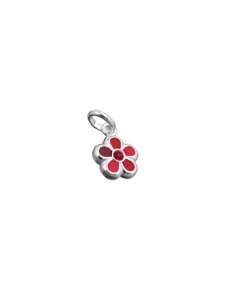 Hängsmycke For Children Red Flower Silver 925