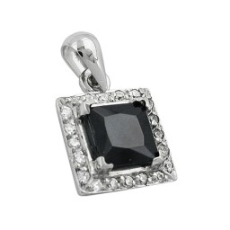 pendant black stone zirconia 9k gold