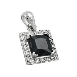 pendant black stone zirconia 9k gold