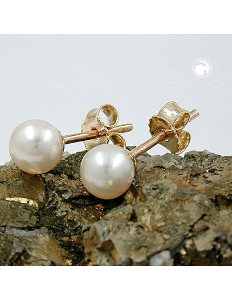 stud earrings approx. 6mm freshwater cultured pearl 9k gold