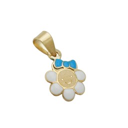 pendant flower blue/white 9k gold