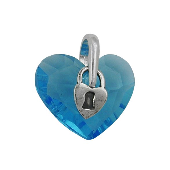 Hängsmycke Heart Blue Glass Cyrstal Silver 925