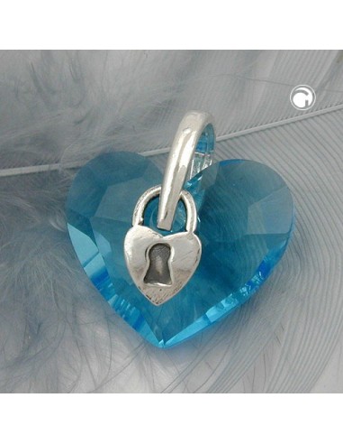 Hängsmycke Heart Blue Glass Cyrstal Silver 925