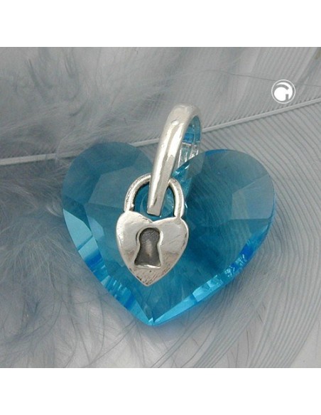 Hängsmycke Heart Blue Glass Cyrstal Silver 925