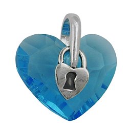 Hängsmycke Heart Blue Glass Cyrstal Silver 925