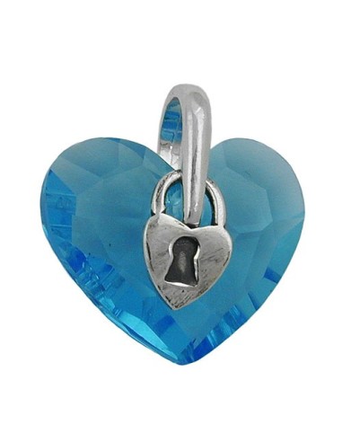 Hängsmycke Heart Blue Glass Cyrstal Silver 925