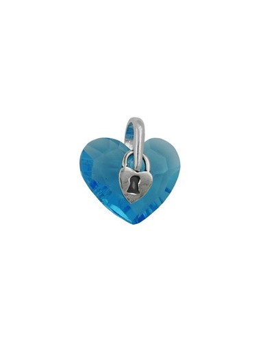 Hängsmycke Heart Blue Glass Cyrstal Silver 925
