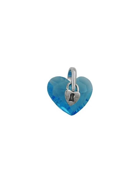 Hängsmycke Heart Blue Glass Cyrstal Silver 925