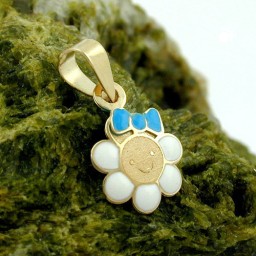 pendant flower blue/white 9k gold