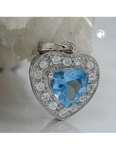 Hängsmycke Heart Blue Zirconia Crystal Silver 925