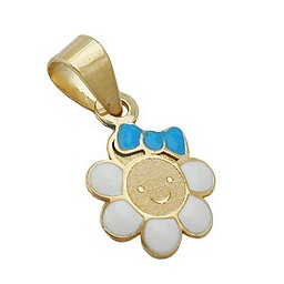 pendant flower blue/white 9k gold