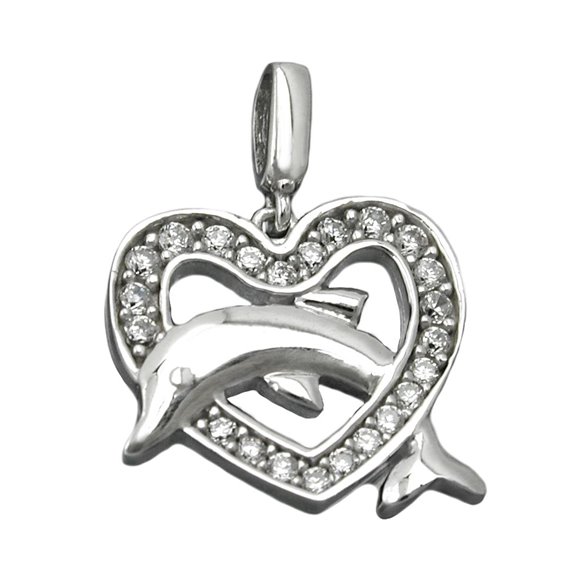 Hängsmycke Heart With Dolphin Silver 925