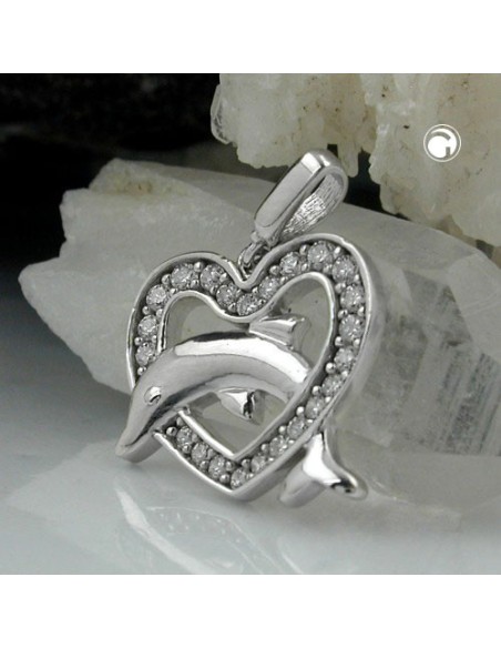 Hängsmycke Heart With Dolphin Silver 925