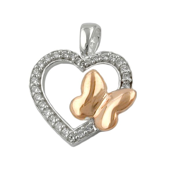 Hängsmycke Heart With Zirconia And Butterfly Silver 925