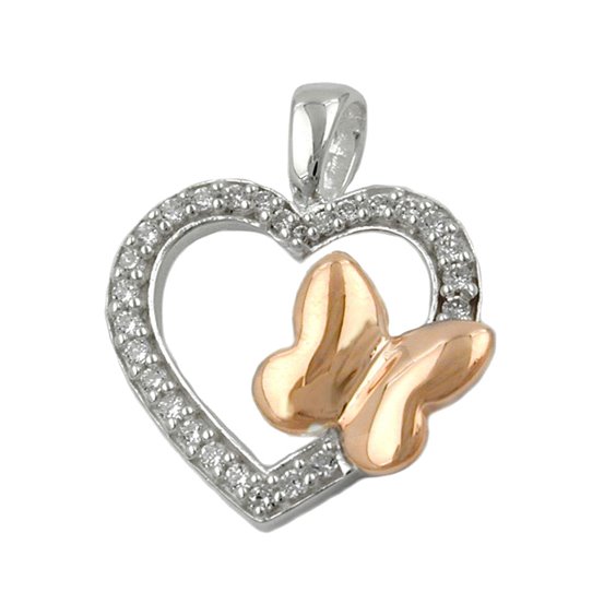 Hängsmycke Heart With Zirconia And Butterfly Silver 925