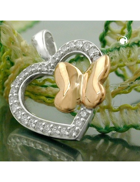 Hängsmycke Heart With Zirconia And Butterfly Silver 925