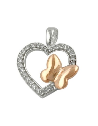 Hängsmycke Heart With Zirconia And Butterfly Silver 925