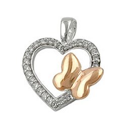 Hängsmycke Heart With Zirconia And Butterfly Silver 925