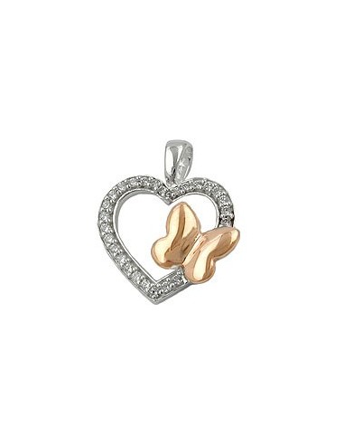 Hängsmycke Heart With Zirconia And Butterfly Silver 925