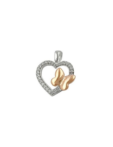Hängsmycke Heart With Zirconia And Butterfly Silver 925