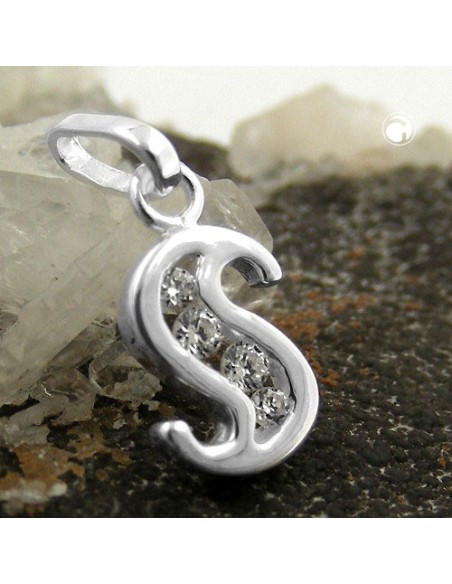 Hängsmycke Initial S With Cz Silver 925