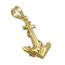 pendant 17x11mm anchor with rope/cord shiny 9k gold