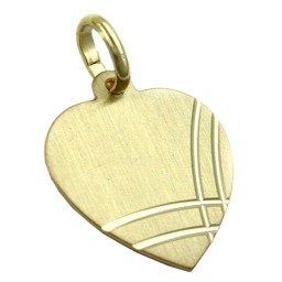pendant 14x13mm heart engraving pendant frosted diamond cut 9k gold