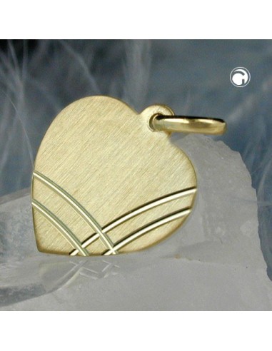 pendant 14x13mm heart engraving pendant frosted diamond cut 9k gold