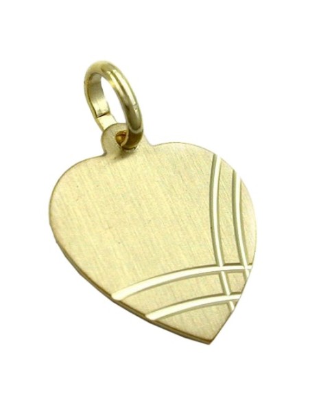 pendant 14x13mm heart engraving pendant frosted diamond cut 9k gold