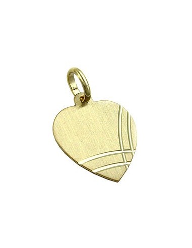 pendant 14x13mm heart engraving pendant frosted diamond cut 9k gold