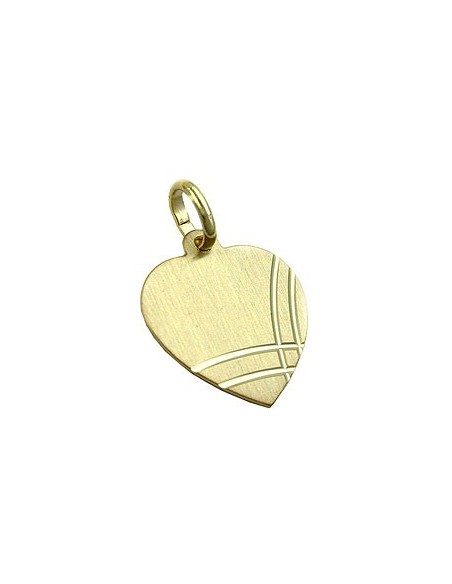 pendant 14x13mm heart engraving pendant frosted diamond cut 9k gold