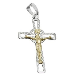 Hängsmycke Krucifix Two Tone Silver 925