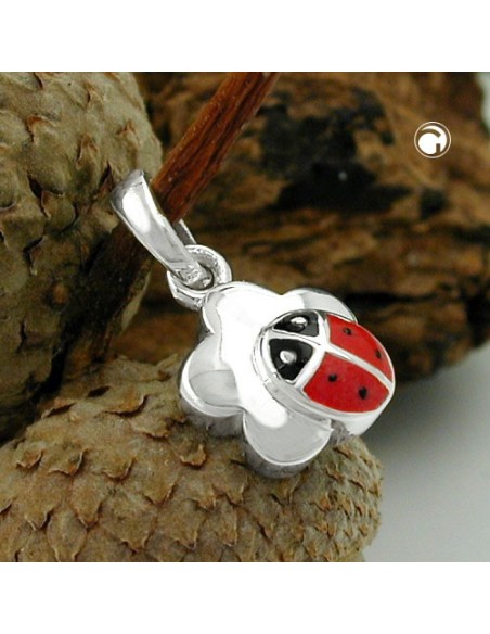 Hängsmycke Ladybird On Flower Silver 925