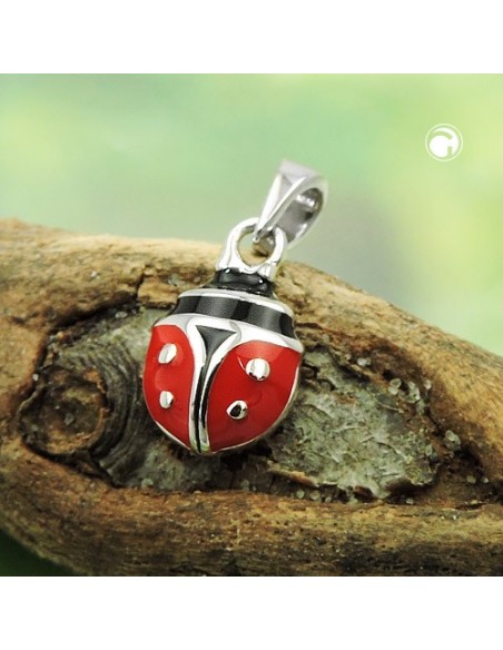 Hängsmycke Ladybird Red-Black Silver 925