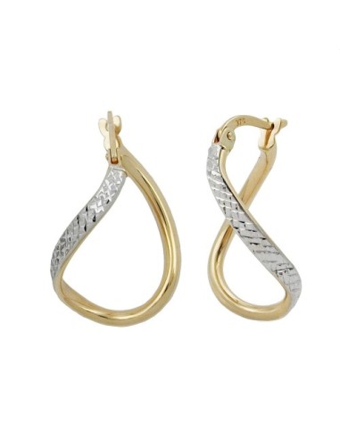 hoop earings 23x2mm oval bicolor diamond twisted 9k gold