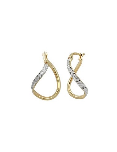 hoop earings 23x2mm oval bicolor diamond twisted 9k gold