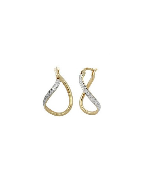 hoop earings 23x2mm oval bicolor diamond twisted 9k gold