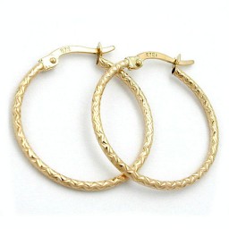 hoop earrings diamond cut 9k gold
