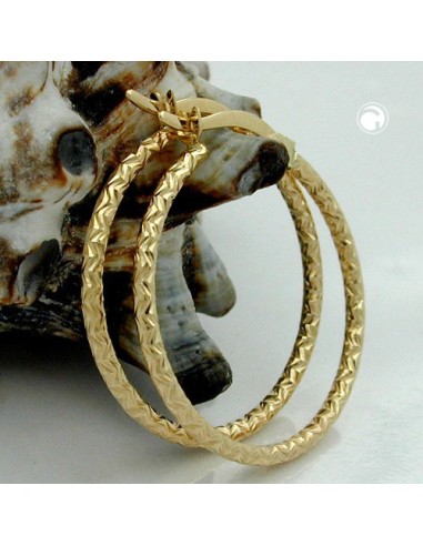 hoop earrings diamond cut 9k gold